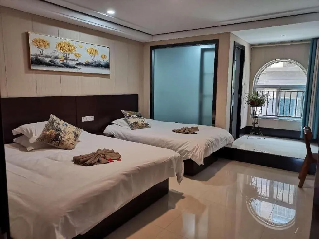 Bed in Shell Zaozhuang Taierzhuang Ancient City East Gate Hotel