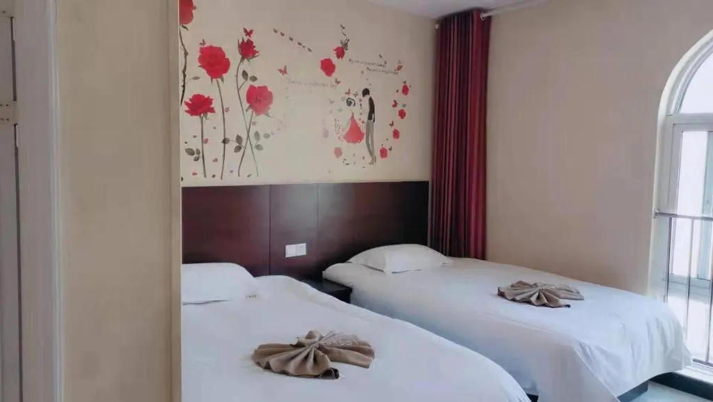 Bed in Shell Zaozhuang Taierzhuang Ancient City East Gate Hotel