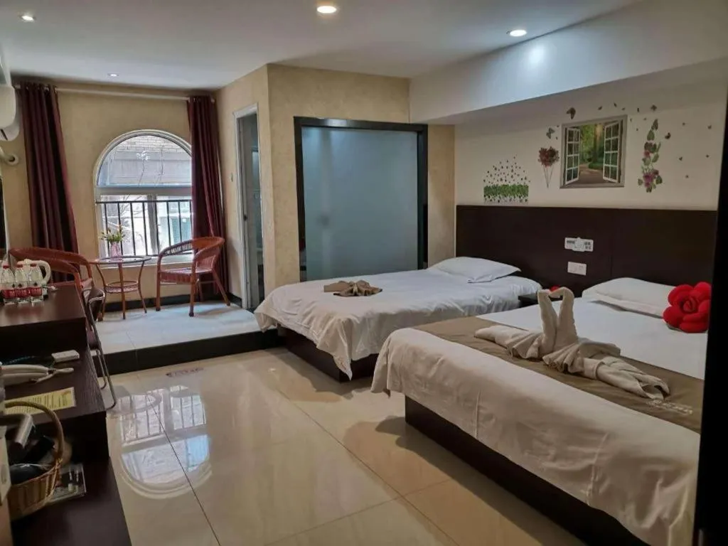 Bed in Shell Zaozhuang Taierzhuang Ancient City East Gate Hotel