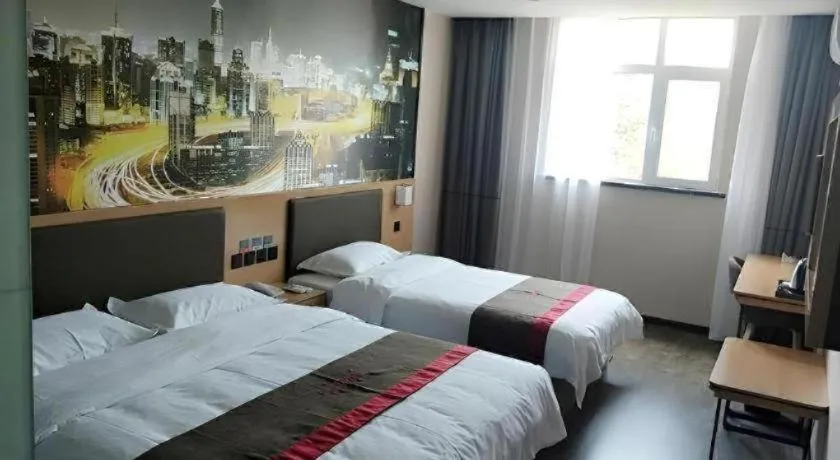 Bed in Thank Inn Hotel Hebei Hengshui Development Zone Baoyun Street Hengbai