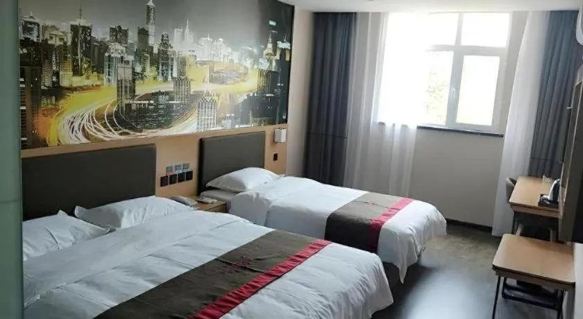 Bed in Thank Inn Hotel Hebei Hengshui Development Zone Baoyun Street Hengbai
