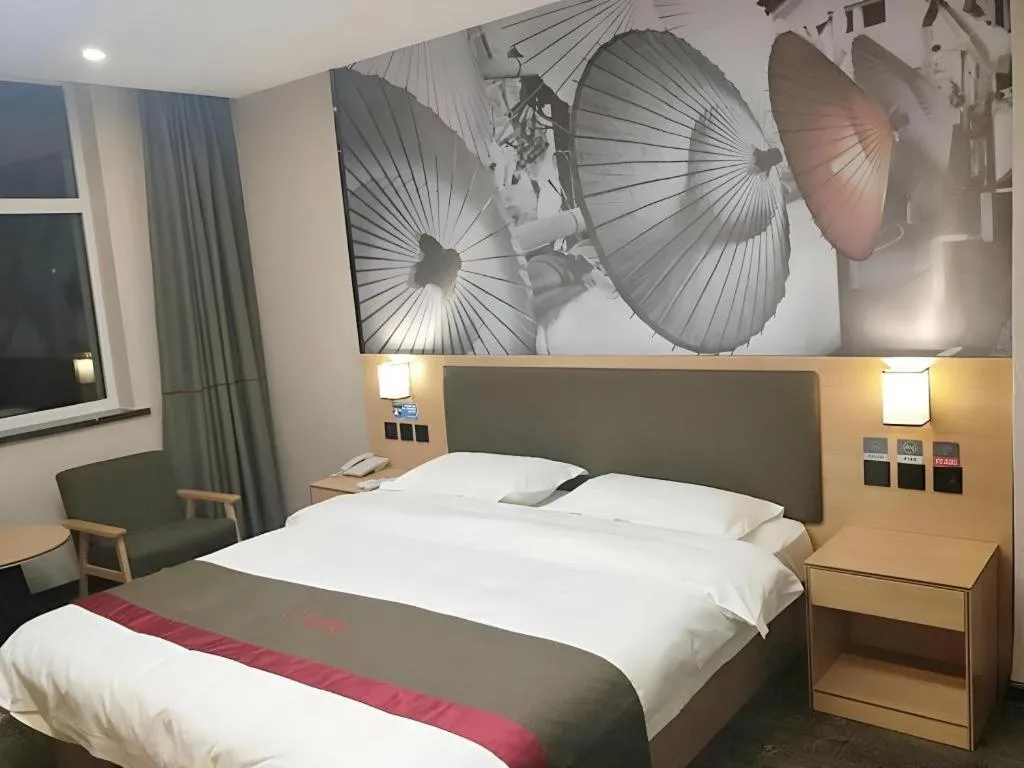Bed in Thank Inn Hotel Hebei Hengshui Development Zone Baoyun Street Hengbai