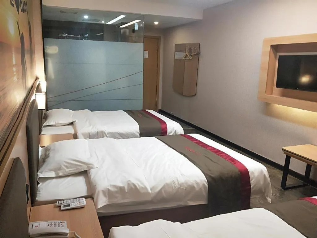Bed in Thank Inn Hotel Hebei Hengshui Development Zone Baoyun Street Hengbai