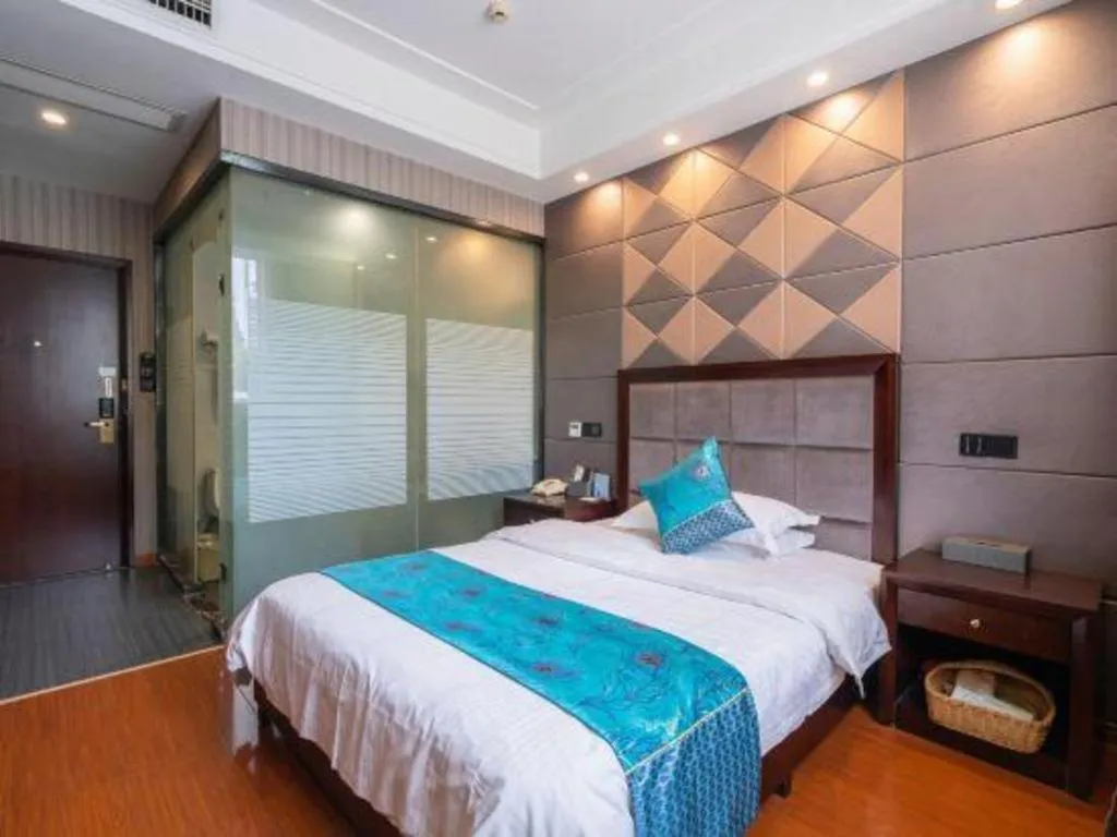 Bed in GreenTree Inn Wuxi Xinwu District Meicun Town Taibo Avenue