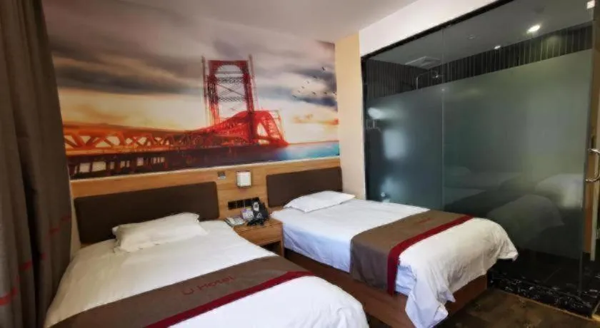 Bed in Thank Inn Hotel Anhui Fuyang Funan County Yunhe Dong Road