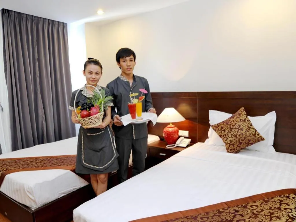 Bed in Hanoi Golden Hotel