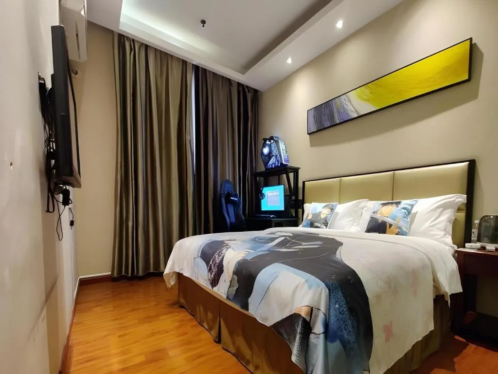 Bed in GreenTree Inn Guangzhou Panyu Bus Station Business Hotel