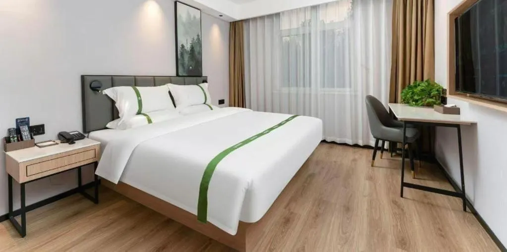 Bed in GreenTree Inn Puyang Pushang Huanghe Road