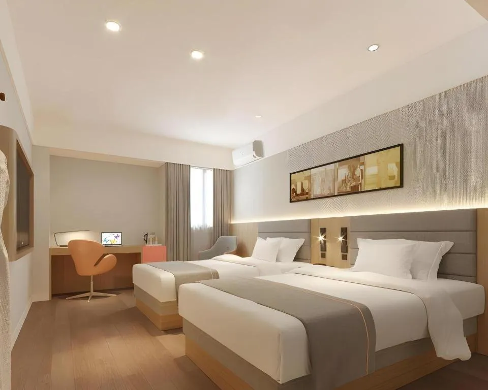 Bed in Jinjiang Inn Zhengzhou Railway Station Erqi Square Metro Station