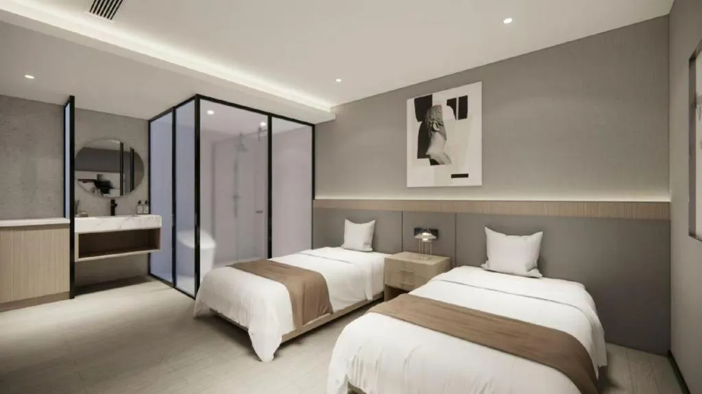 Bed in GreenTree Inn Shanghai Changxing Island Yuansha Fishing Port Hotel