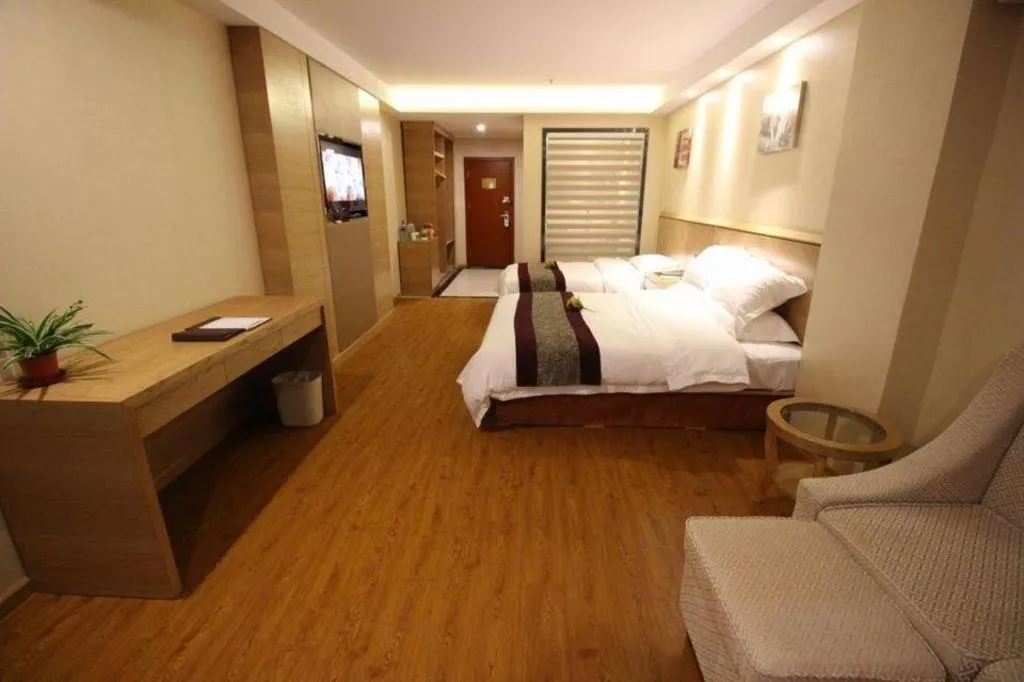 Bed in GreenTree Inn Jiangsu Wuxi Huishan High-Speed Rail Qianzhou Chongwen Road Business Hotel