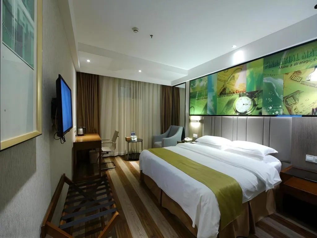 Bed in GreenTree Inn Fujian Fuzhou Software Park River View Business Hotel