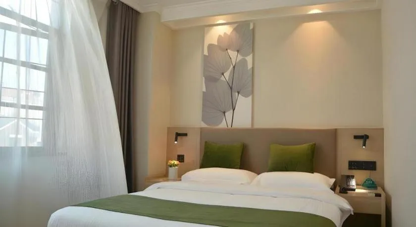 Bed in GreenTree Inn Xuzhou High Speed Railway Station Express Hotel