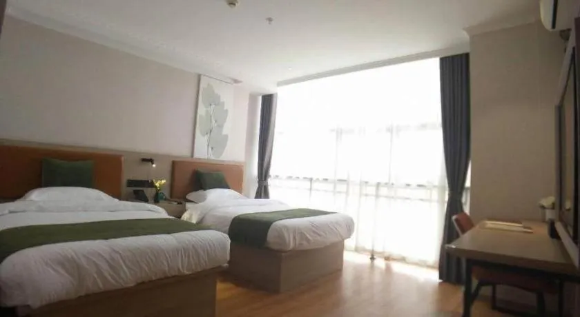 Bed in GreenTree Inn Xuzhou High Speed Railway Station Express Hotel