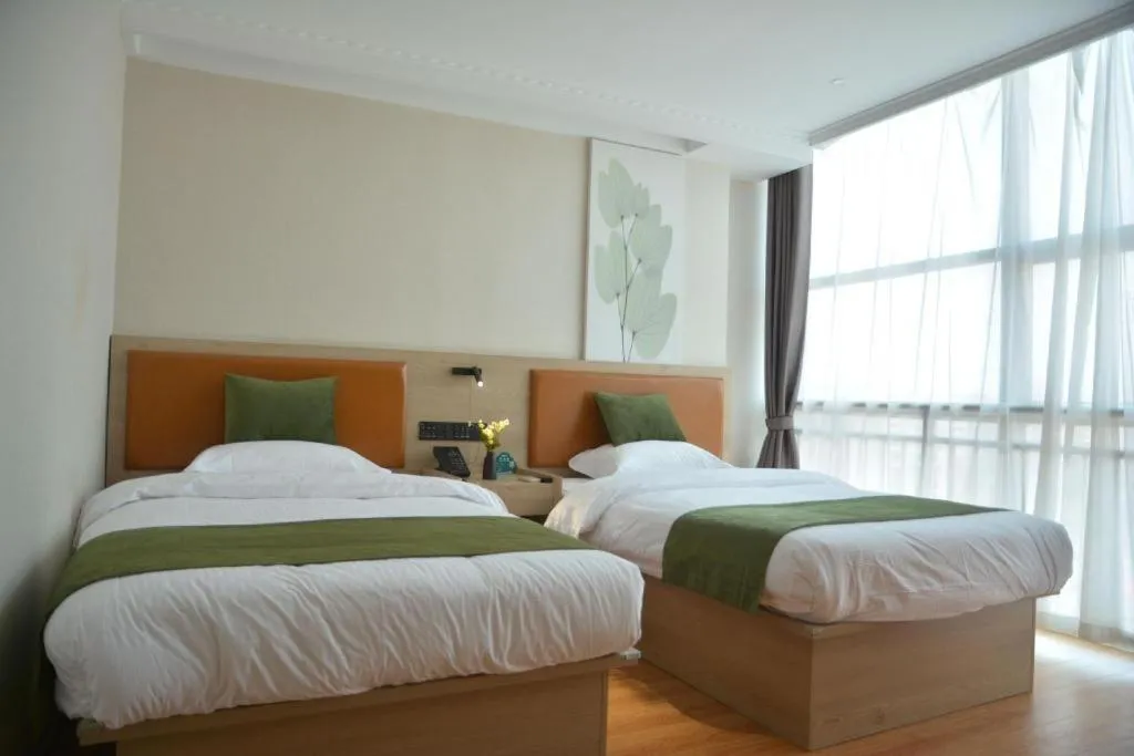 Bed in GreenTree Inn Xuzhou High Speed Railway Station Express Hotel