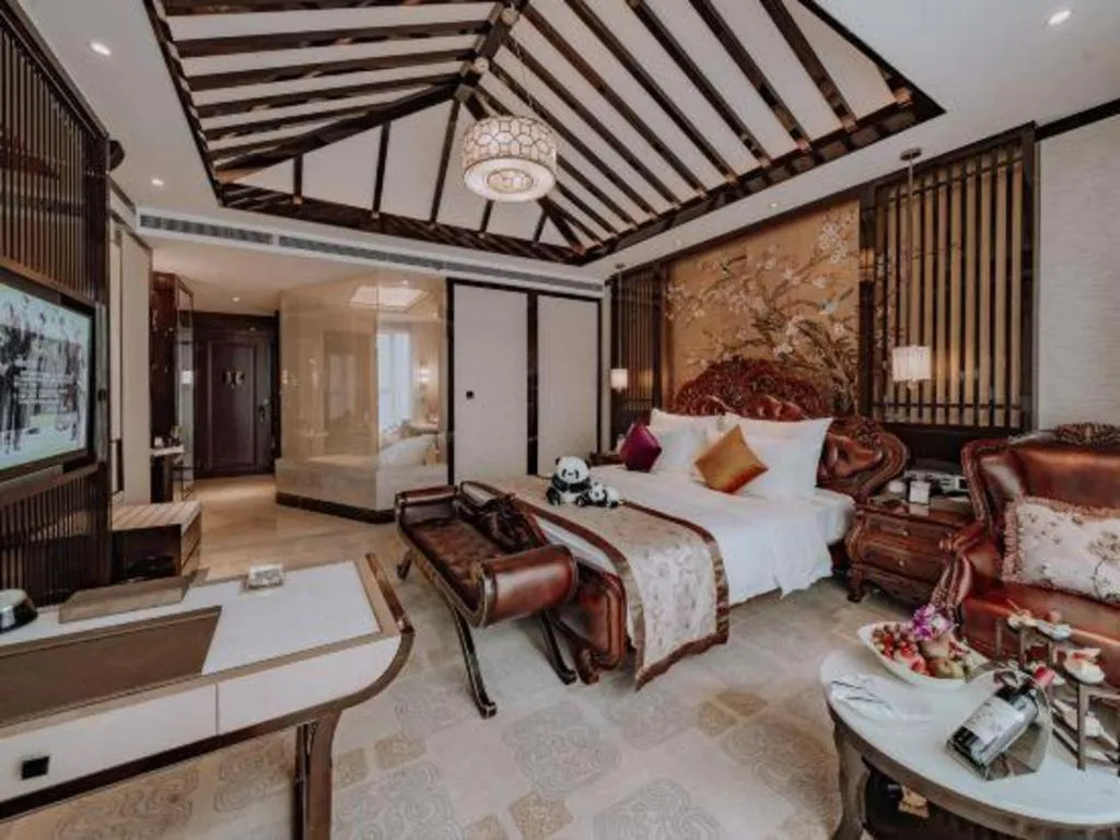 Bed in Chengdu Charming Yard Nature Nook Hotel