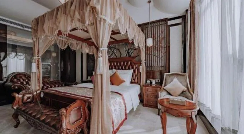 Bed in Chengdu Charming Yard Nature Nook Hotel