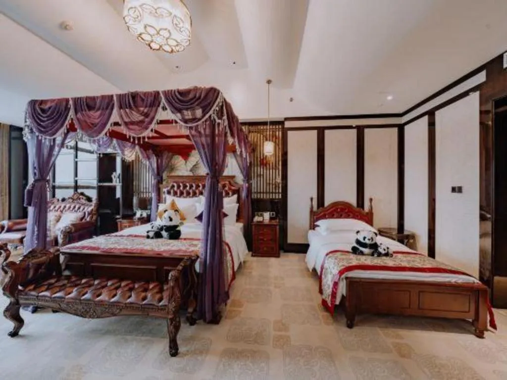 Bed in Chengdu Charming Yard Nature Nook Hotel