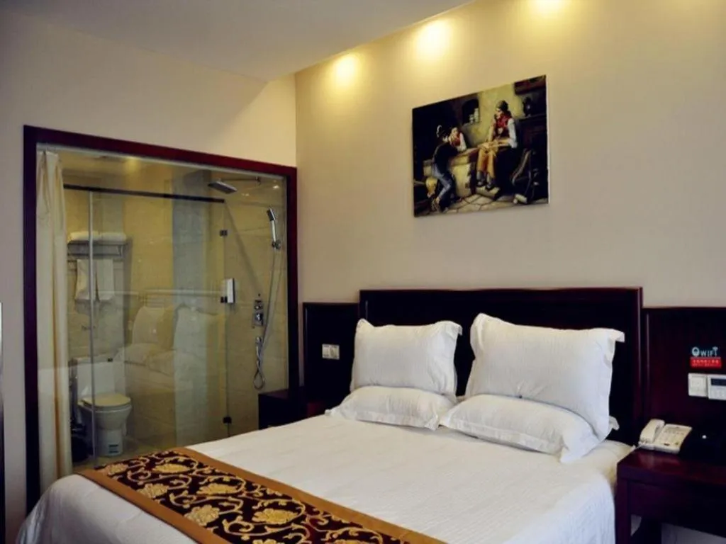 Bed in GreenTree Inn Shanghai Jiading Newtown MaLu Subway Station Business Hotel