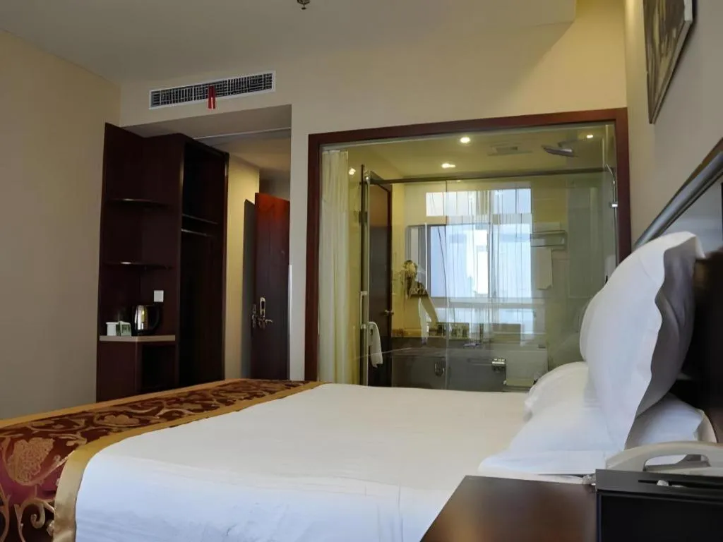 Bed in GreenTree Inn Shanghai Jiading Newtown MaLu Subway Station Business Hotel