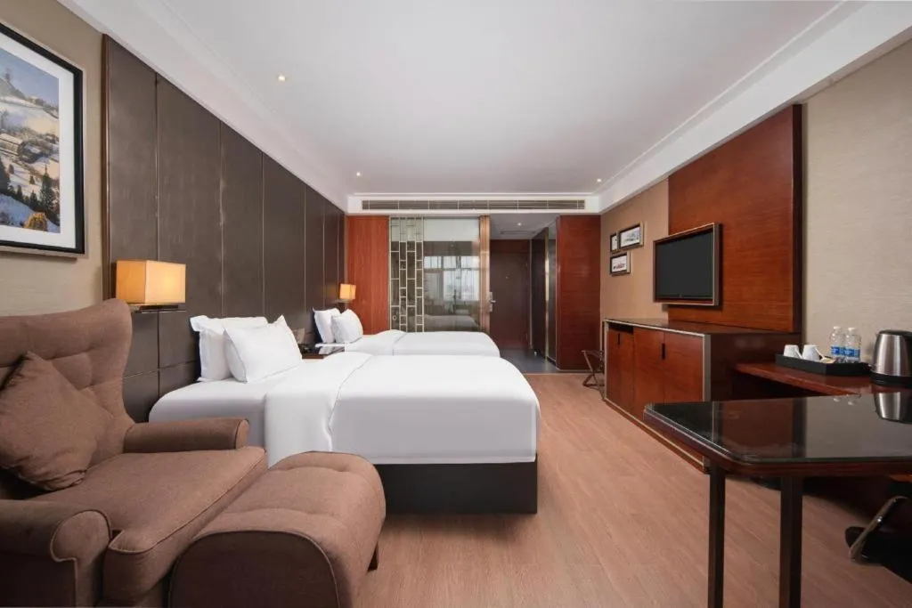 Bed in Echeng Hotel Wuhan Optics Valley Square Yangjiawan Metro Station