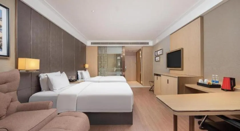 Bed in Echeng Hotel Wuhan Optics Valley Square Yangjiawan Metro Station