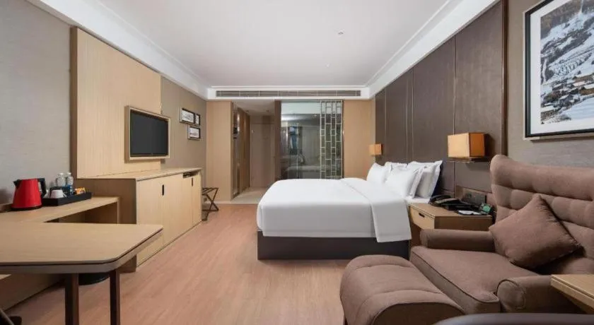 Bed in Echeng Hotel Wuhan Optics Valley Square Yangjiawan Metro Station