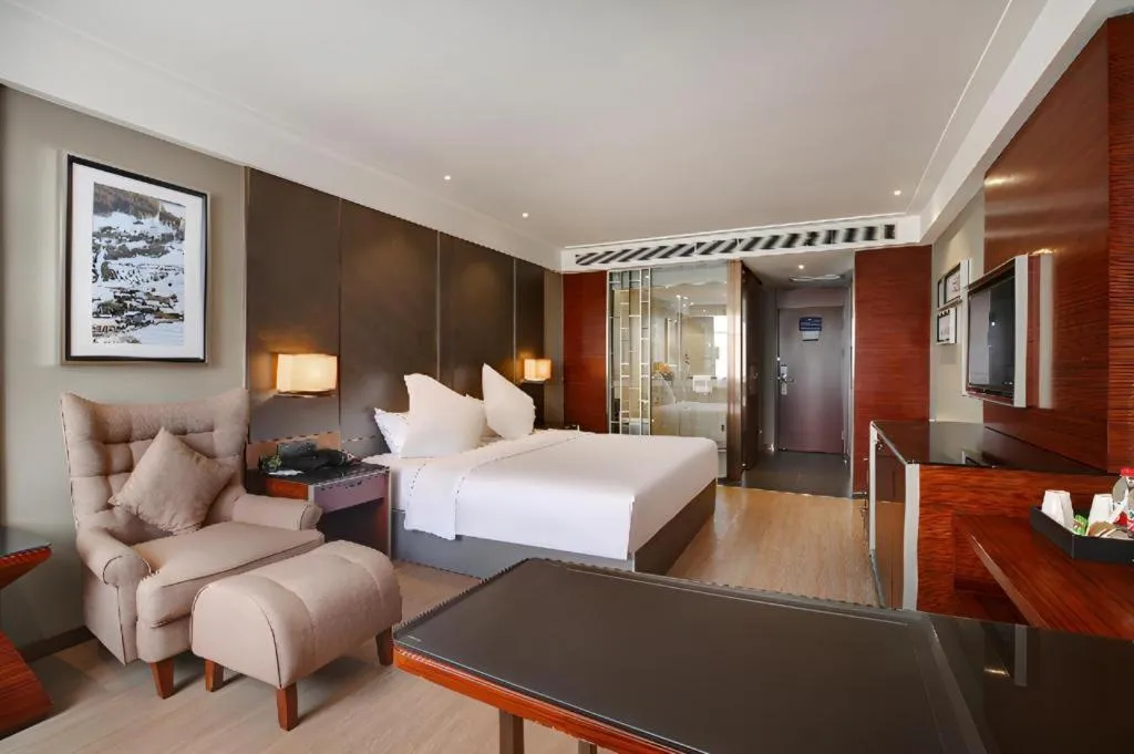 Bed in Echeng Hotel Wuhan Optics Valley Square Yangjiawan Metro Station