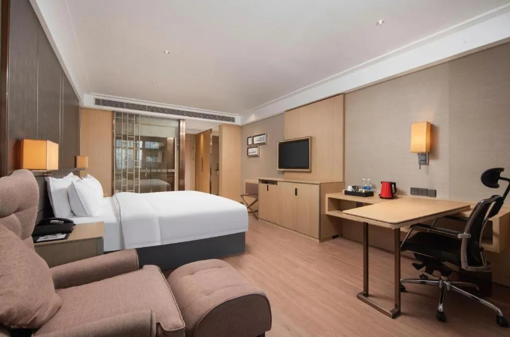 Bed in Echeng Hotel Wuhan Optics Valley Square Yangjiawan Metro Station