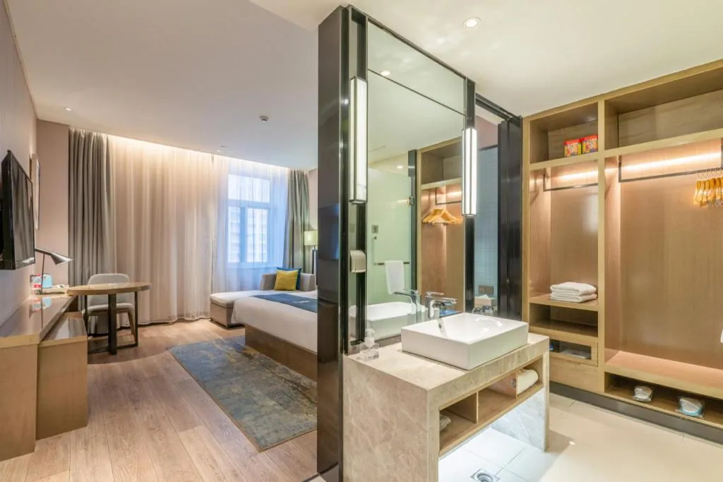 Bed in Echarm Hotel Jinan Railway Station Daming Lake