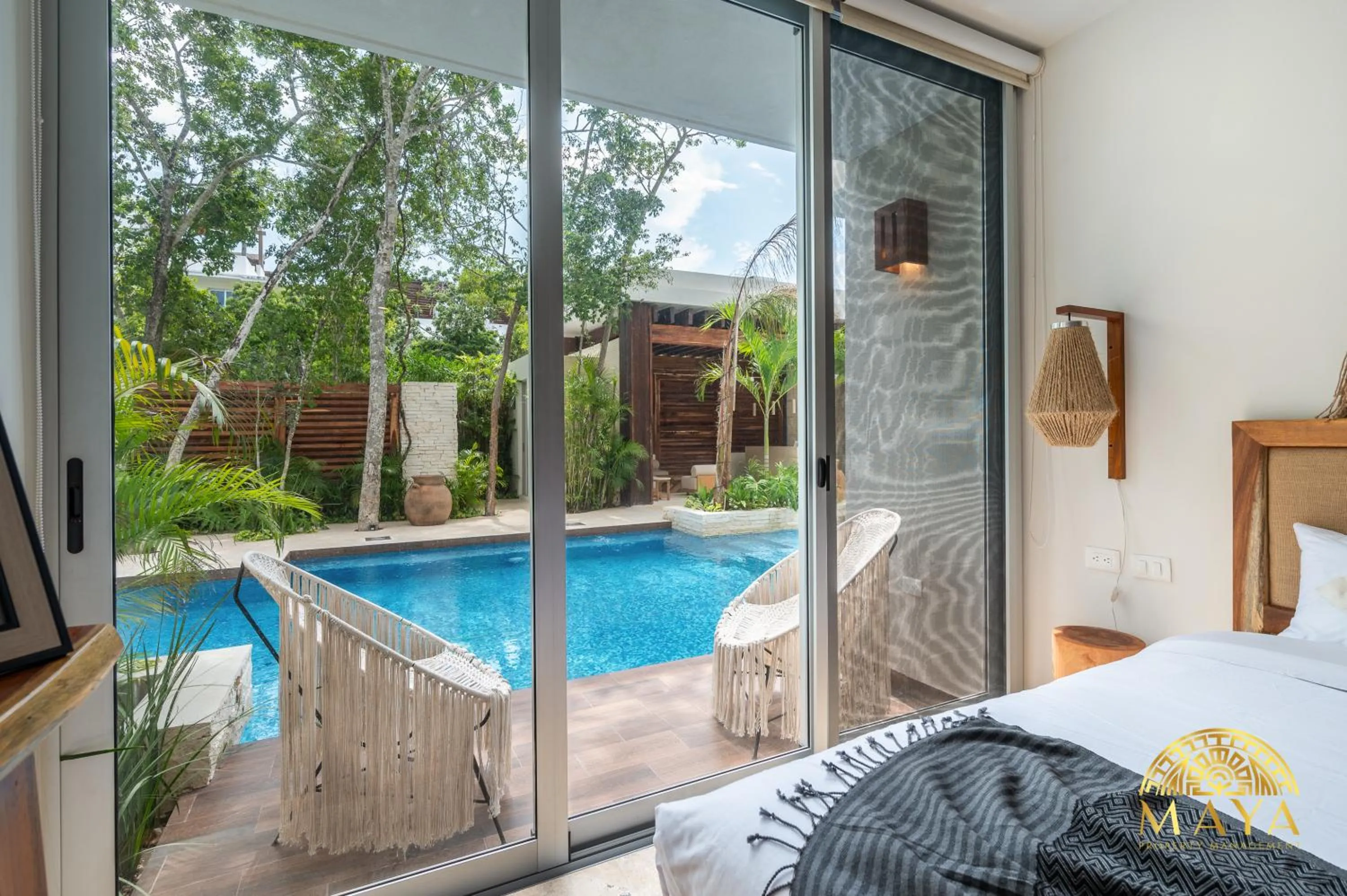 Patio, Bed in Nhoa Tulum Aparthotel by Maya PM