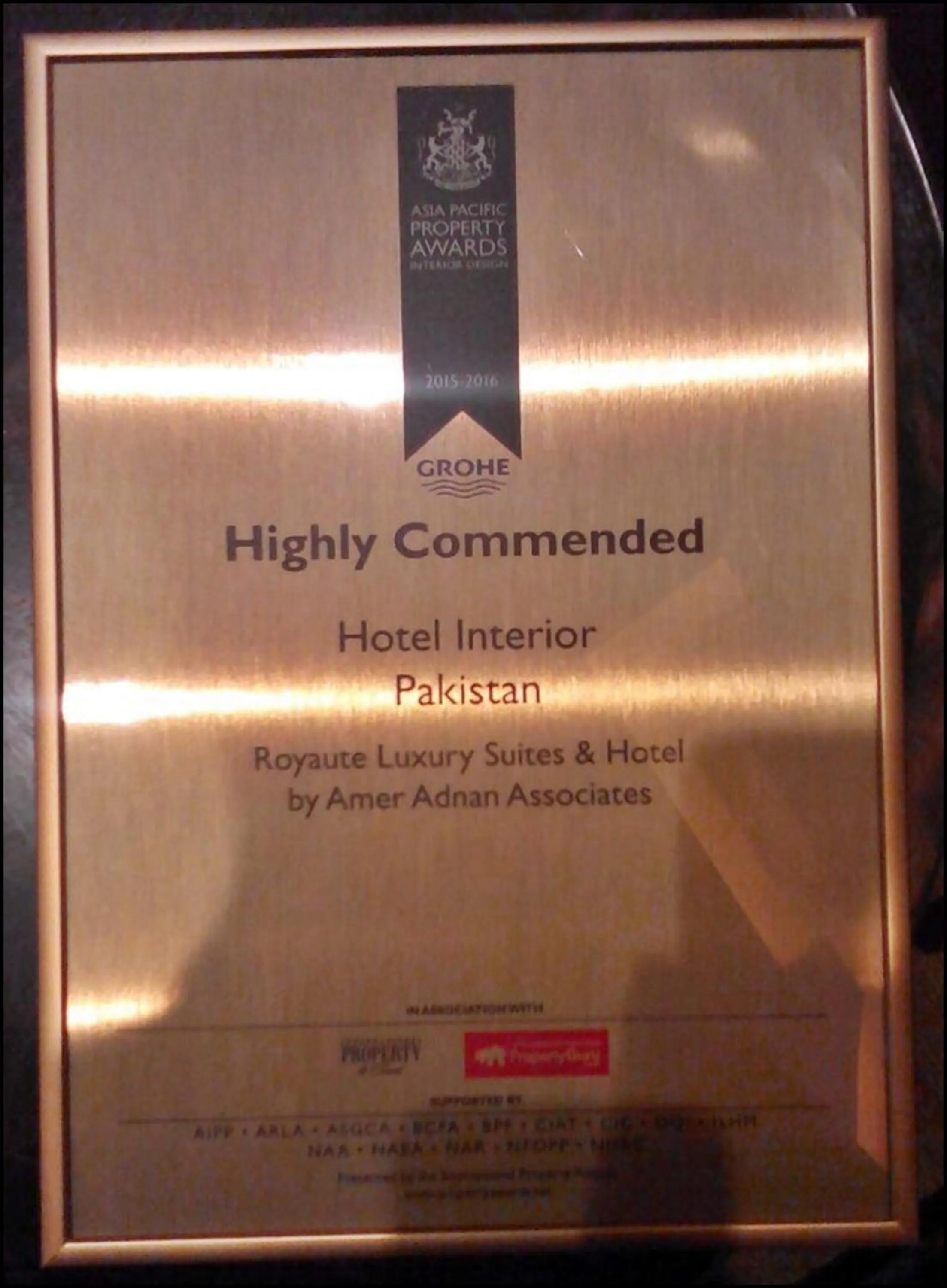 Certificate/Award in Royaute Luxury Suites and Hotel Gulberg Lahore