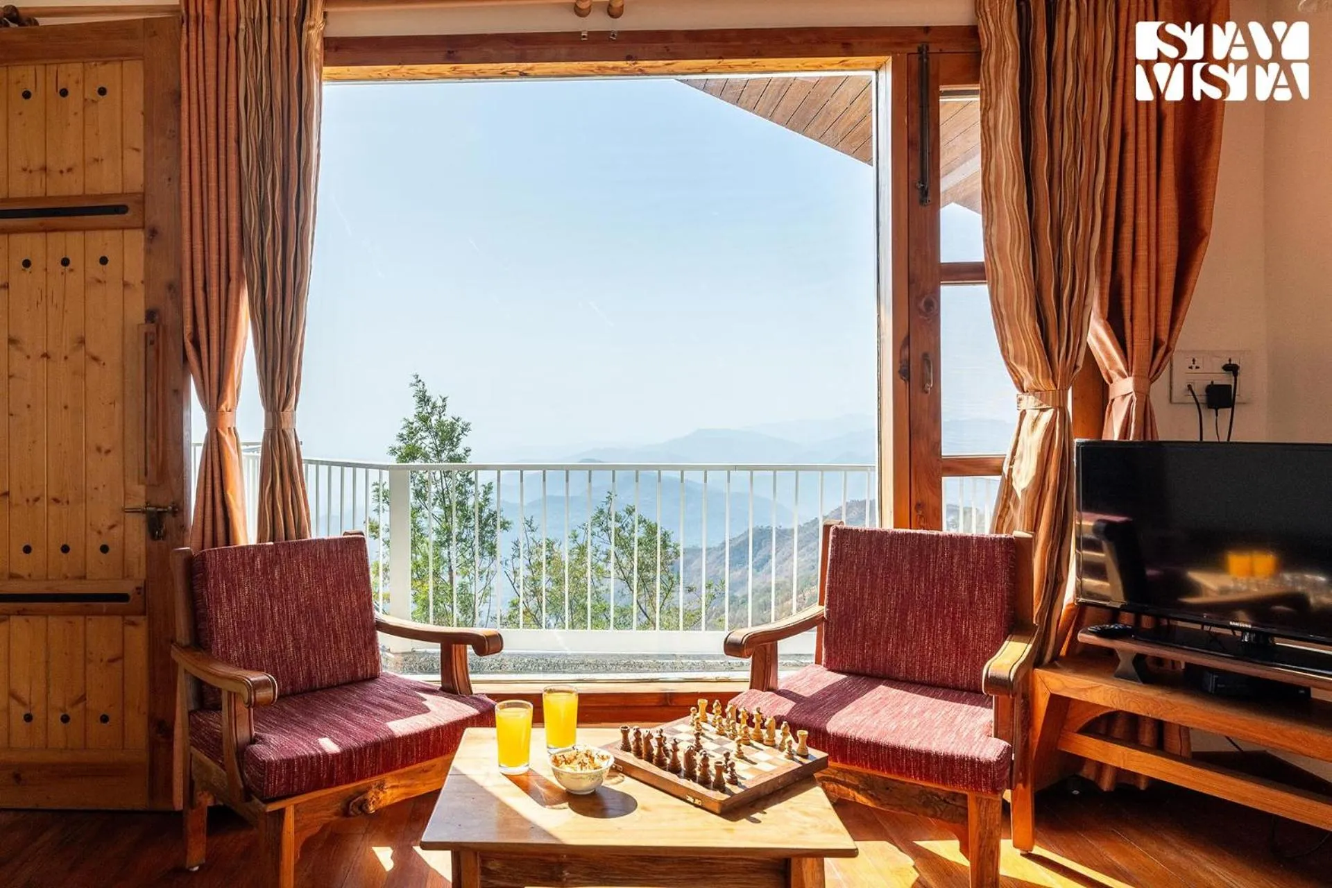 Seating area in StayVista at The Rustic Retreat - 4BHK Valley View villa with Lawn, Bonfire