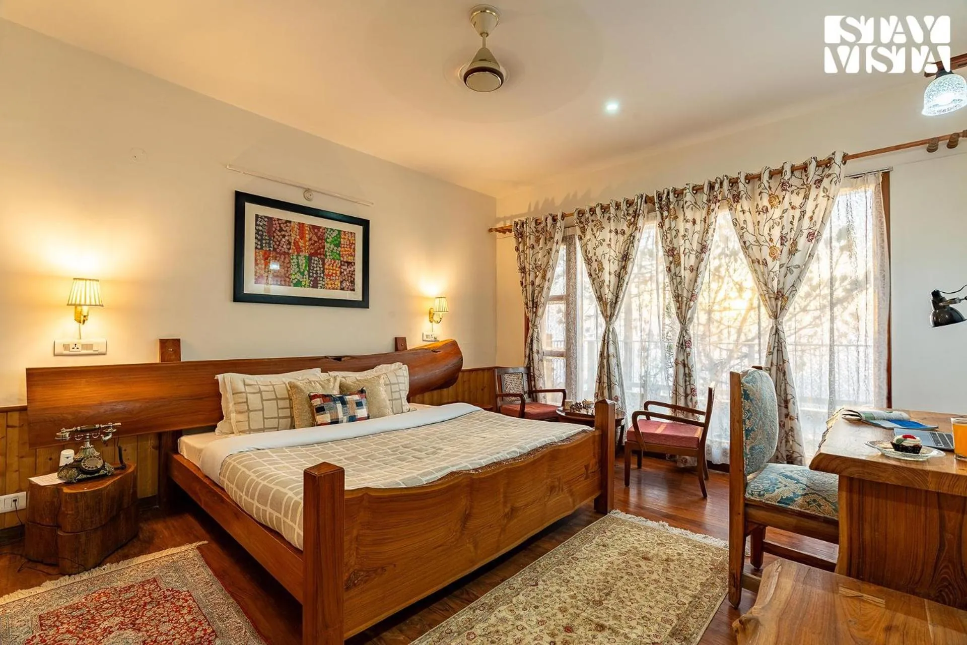 Bedroom, Bed in StayVista at The Rustic Retreat - 4BHK Valley View villa with Lawn, Bonfire