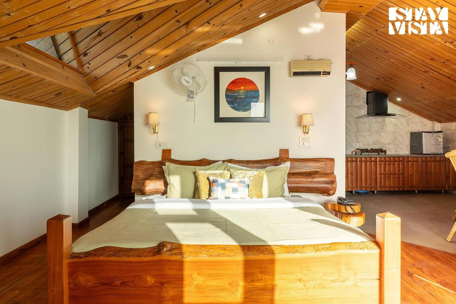 Bedroom, Bed in StayVista at The Rustic Retreat - 4BHK Valley View villa with Lawn, Bonfire