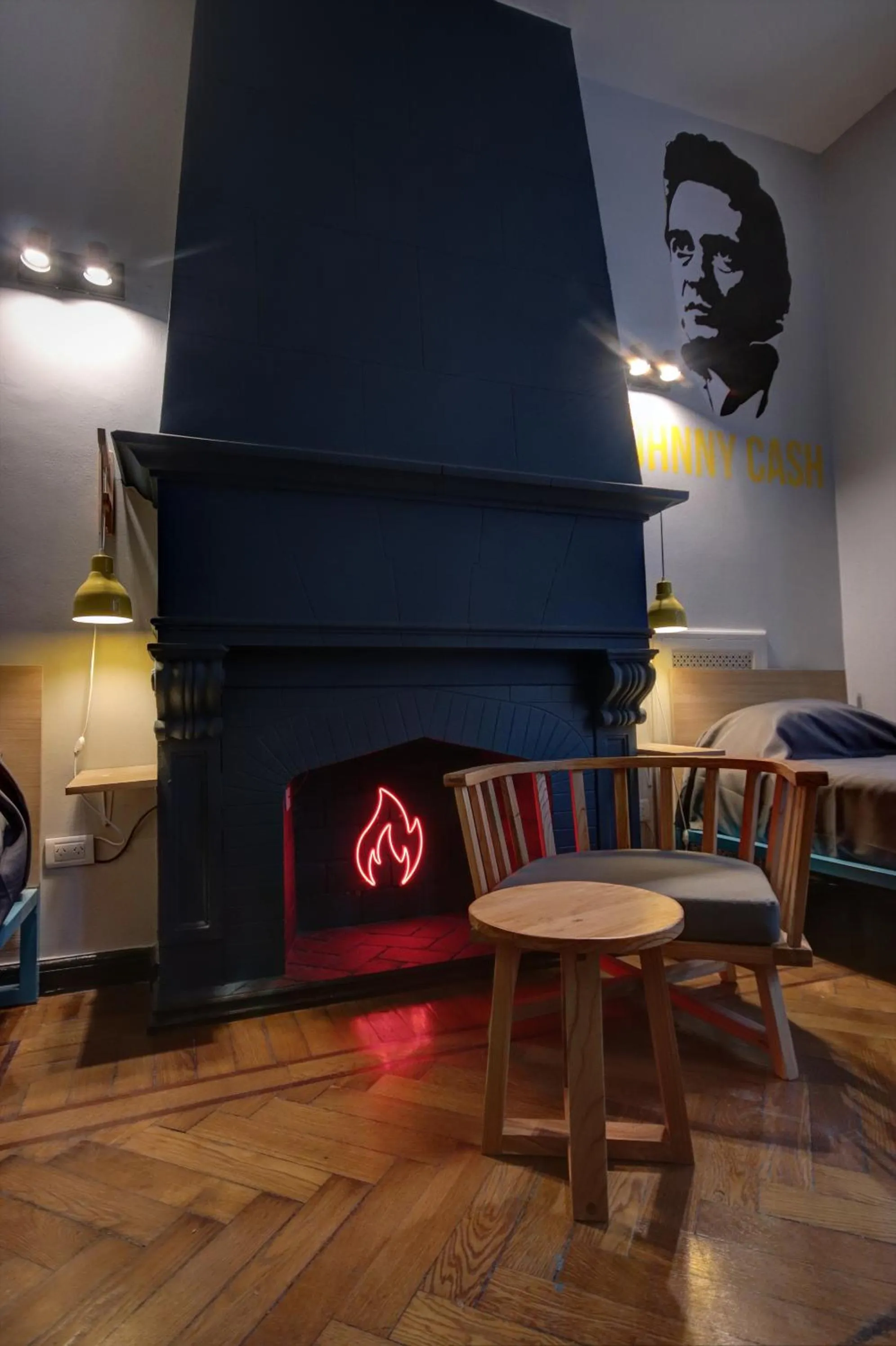 fireplace in Play Hostel Garden