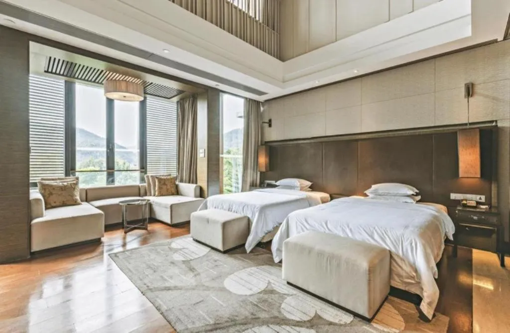 Bed in The Mulian Urban Resort Hotels Huadu