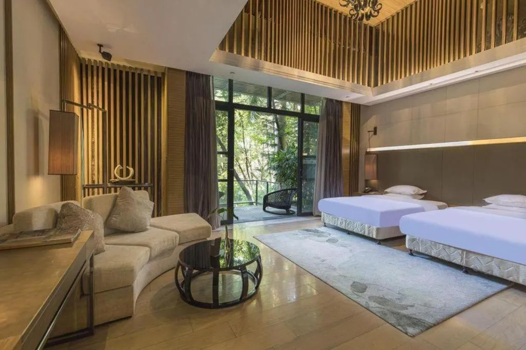 Bed in The Mulian Urban Resort Hotels Huadu