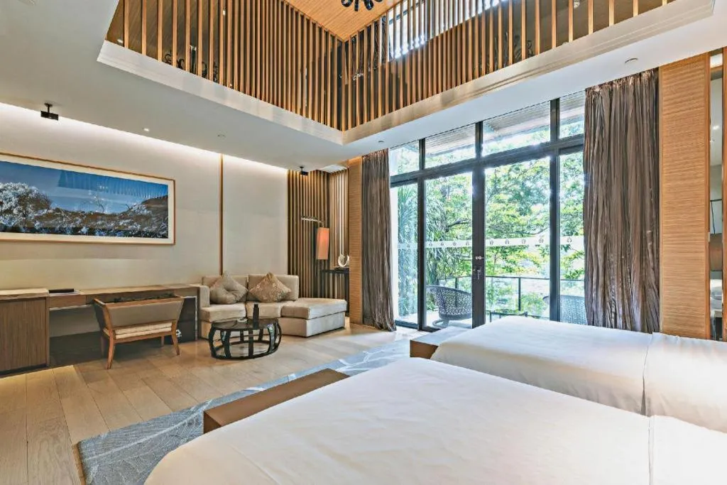 Bed in The Mulian Urban Resort Hotels Huadu