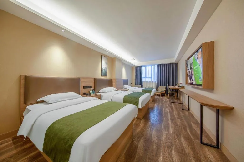 Bed in GreenTree Inn Jiangsu Changzhou Henglin Town Shuntong Road Express Hotel