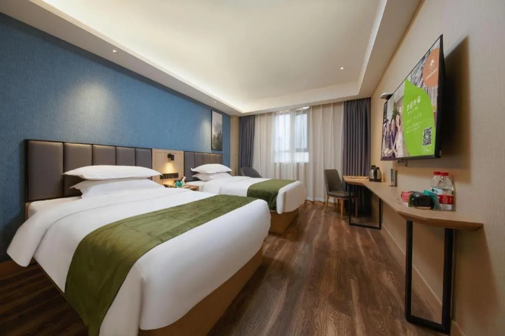 Bed in GreenTree Inn Jiangsu Changzhou Henglin Town Shuntong Road Express Hotel