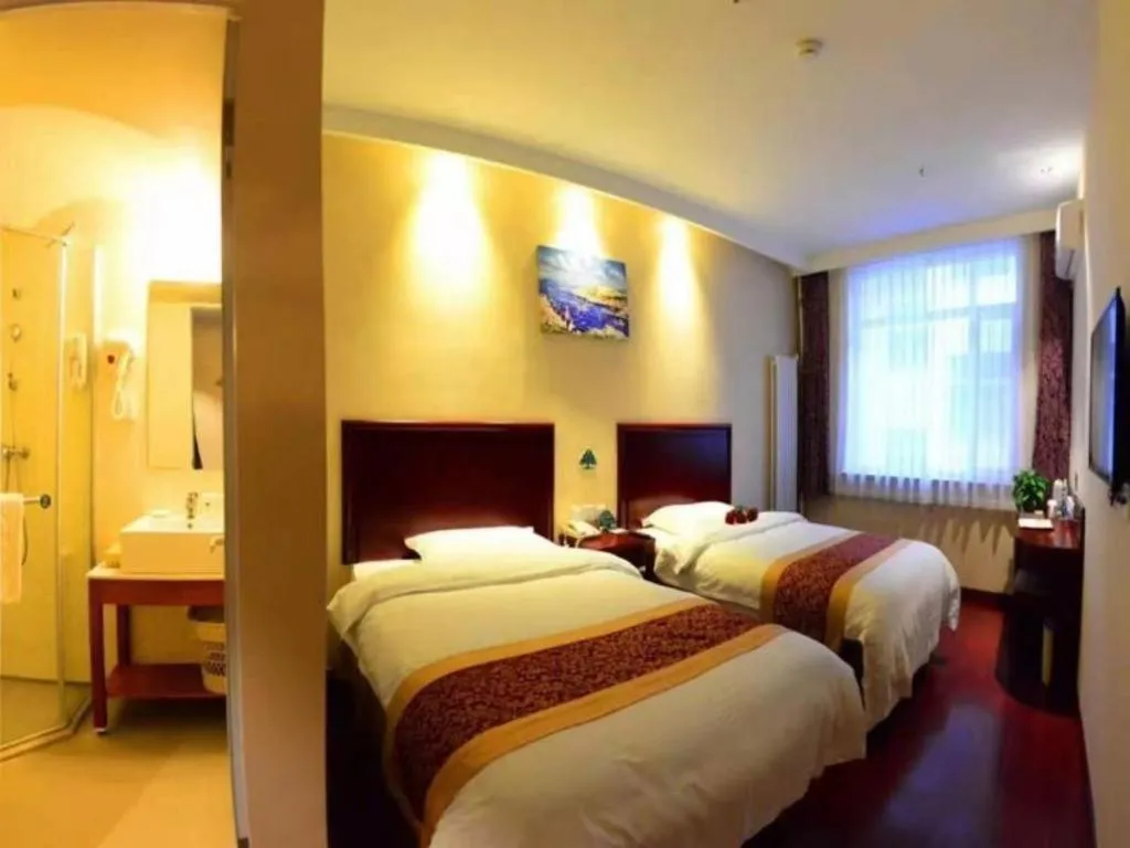 Bed in GreenTree Inn Shandong Yantai Penglai Pavilion Bus station Express Hotel