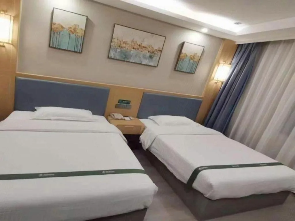 Bed in GreenTree Inn Guiyang Wudang District High-speed Railway East Station