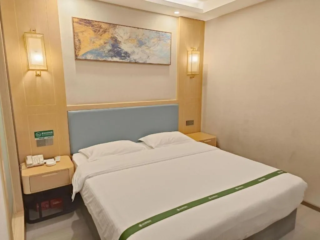 Bed in GreenTree Inn Guiyang Wudang District High-speed Railway East Station