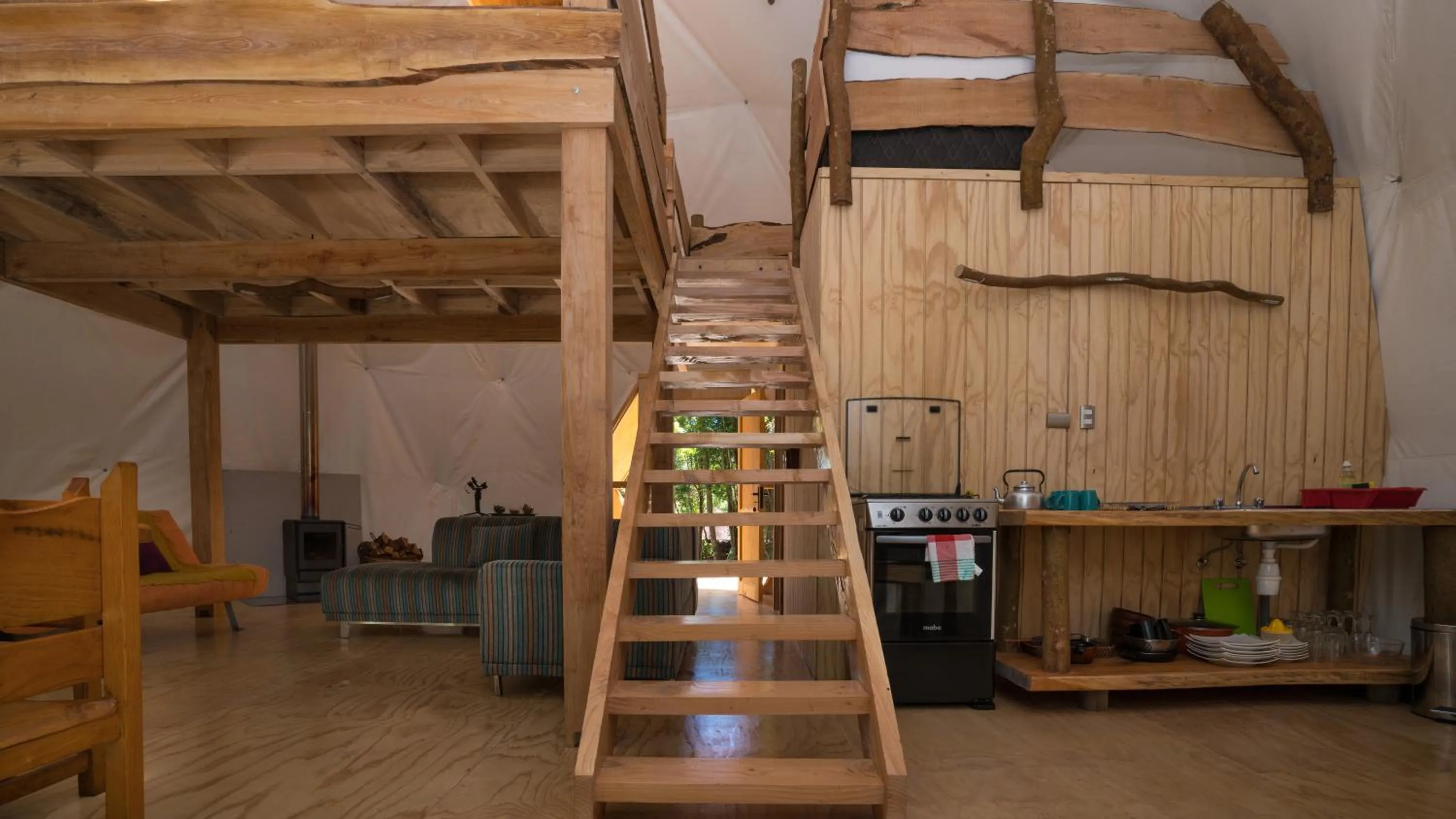 Kitchen or kitchenette in Cabañas Ensenada Bosque Nativo