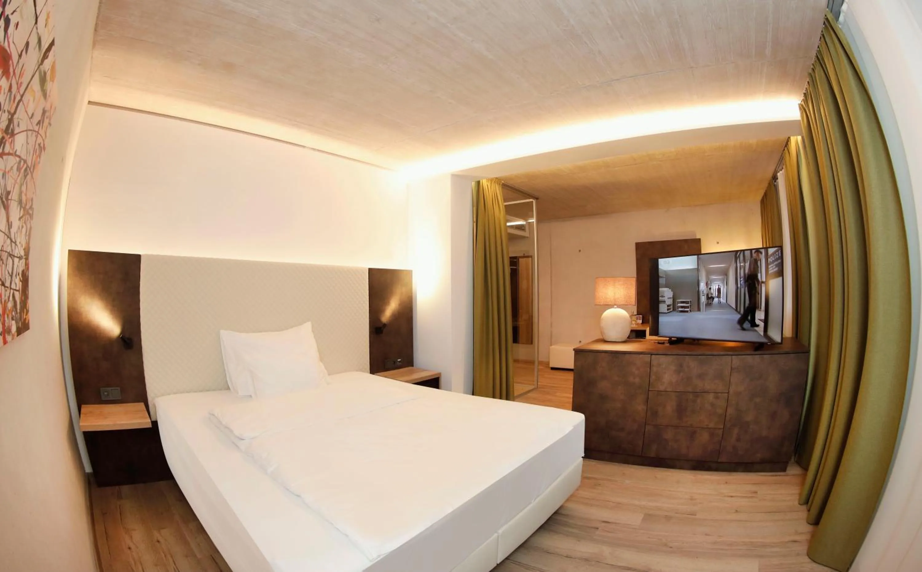 Bed in Hotel im Zentrum für Visionen