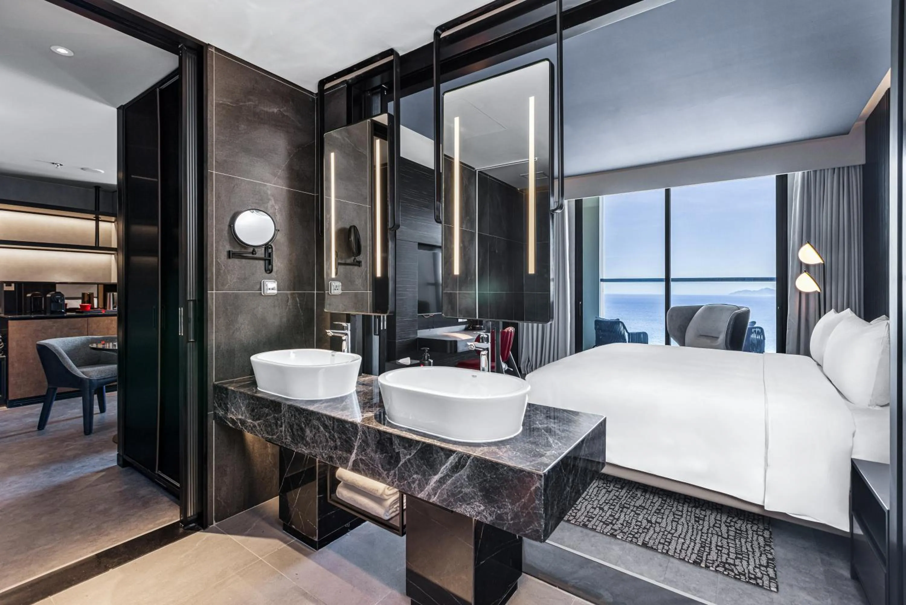 Bathroom, Bed in Radisson RED Danang