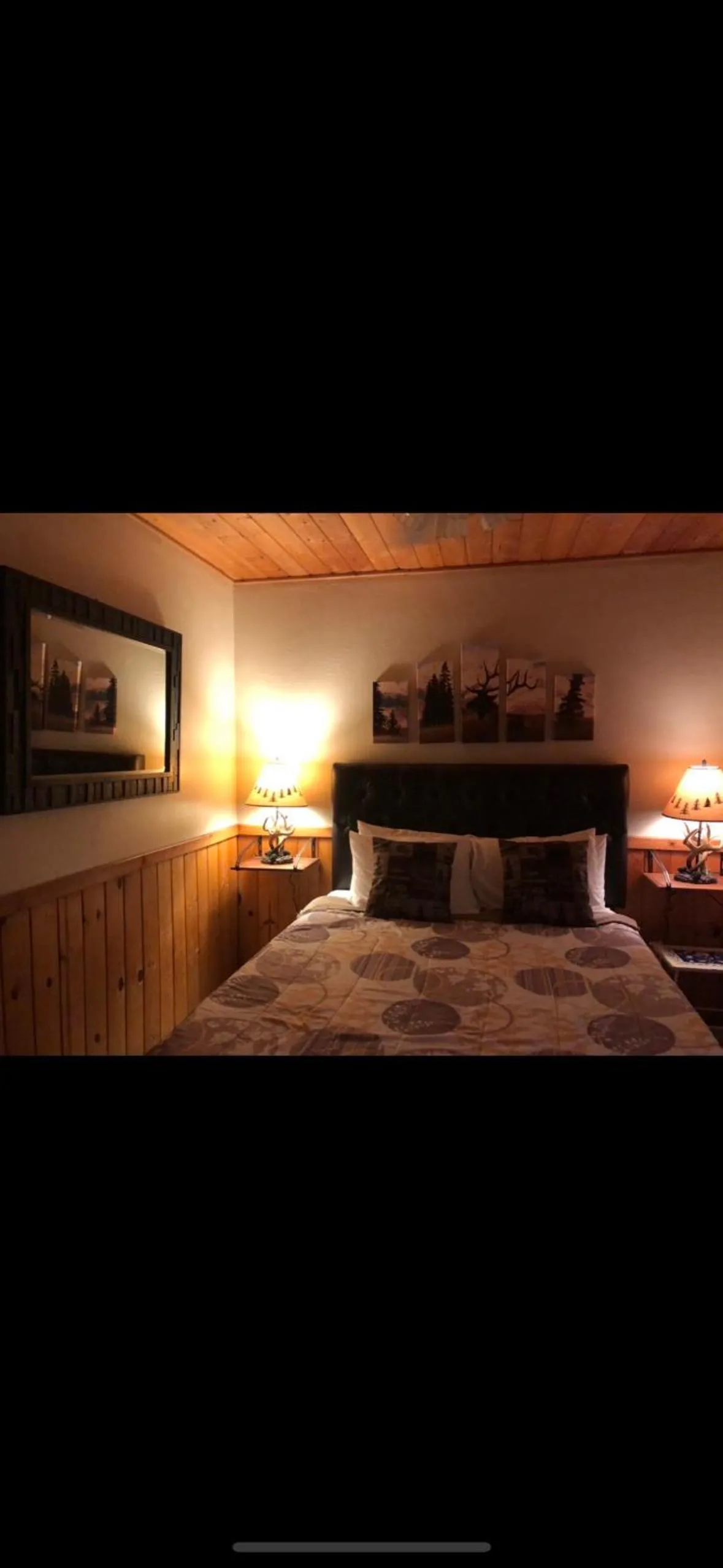 Bed in Sequoia River Front Cabins