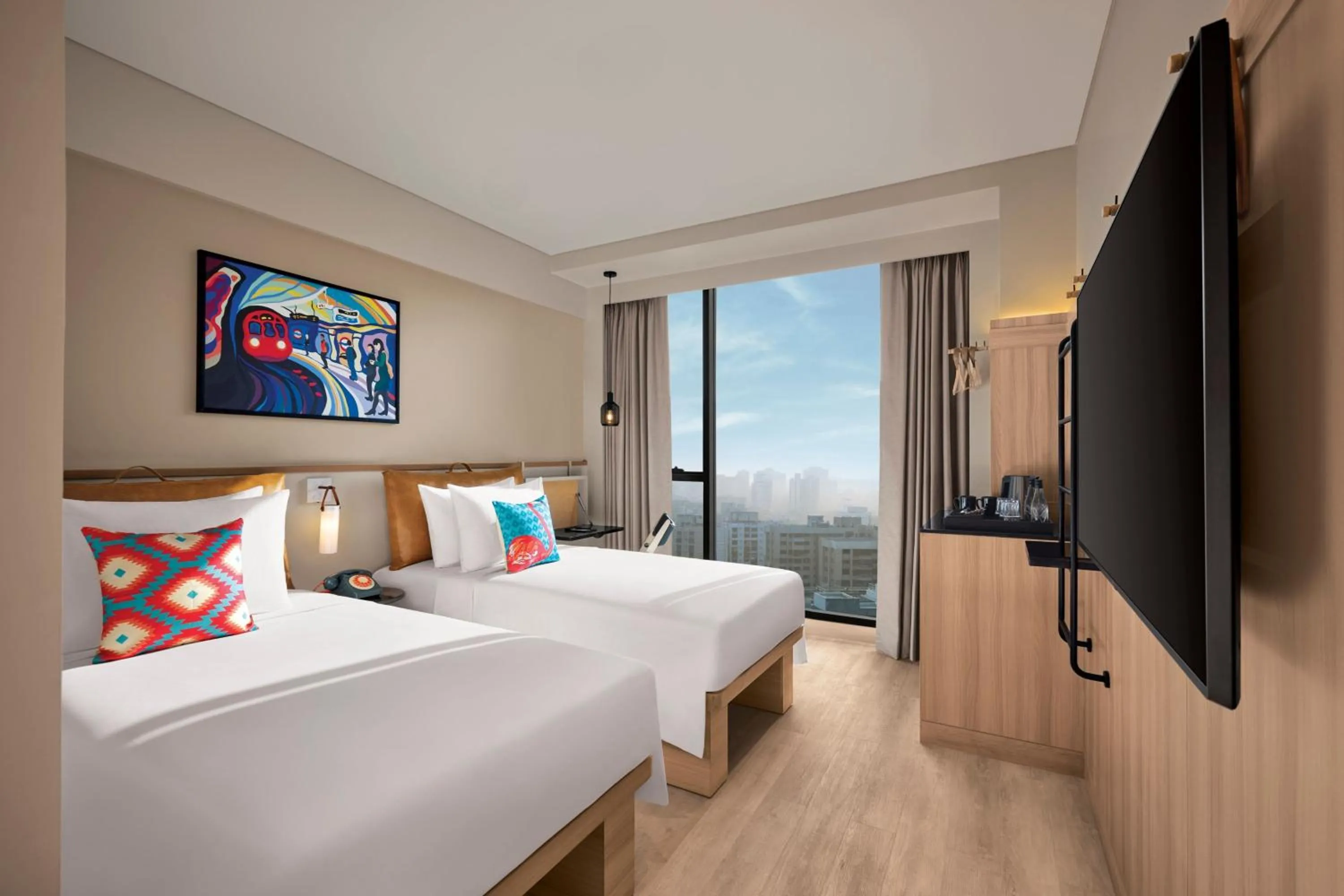 Bedroom, Bed in Moxy Mumbai Andheri West