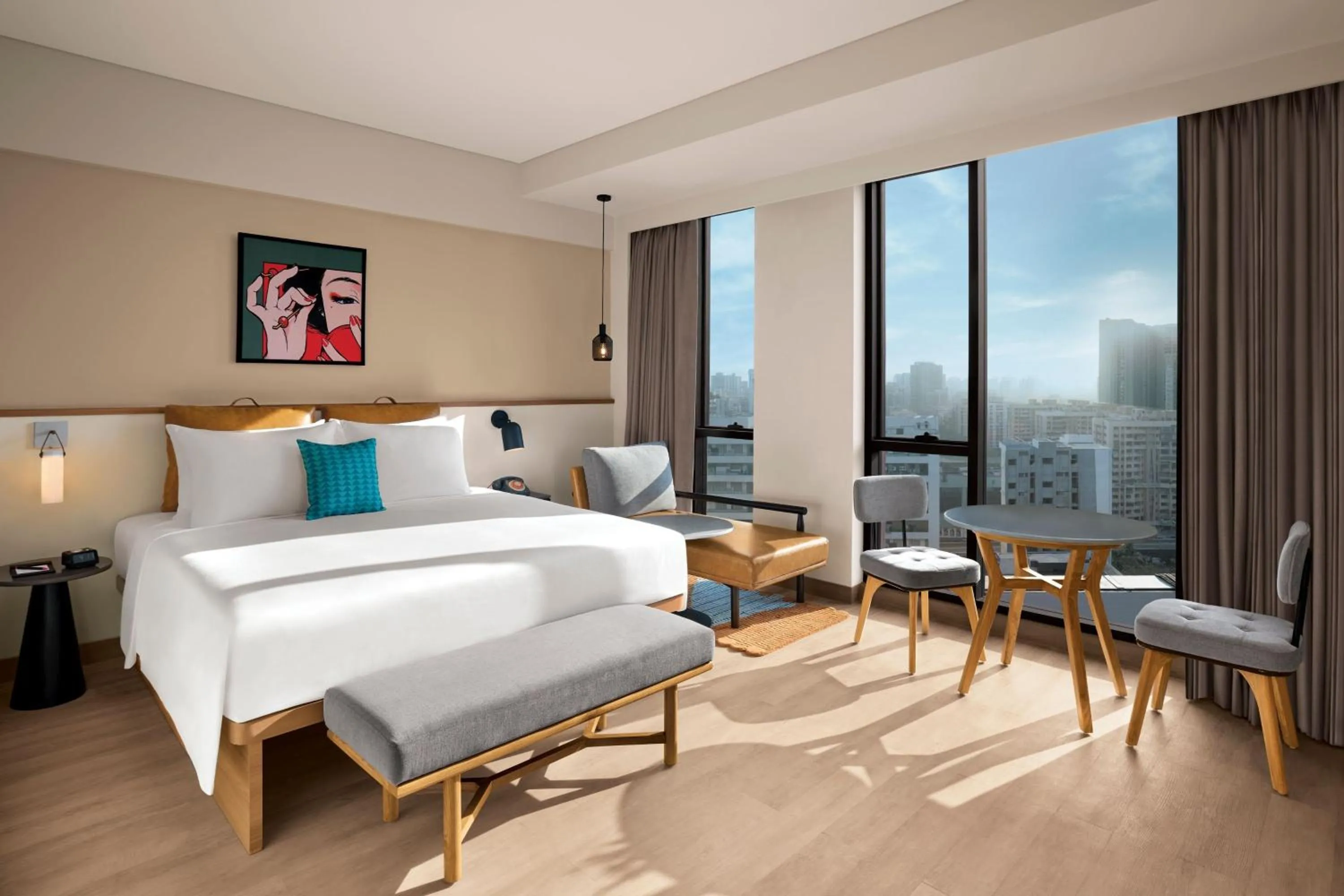 Bedroom, Bed in Moxy Mumbai Andheri West